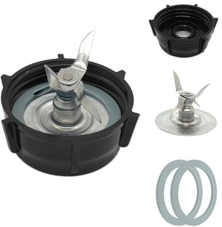 Piezas de repuesto para licuadora Oster, cuchilla trituradora de hielo con tapa de base de tarro y dos juntas de anillo de sellado de junta tórica de goma, compatible con accesorios de licuadoras
