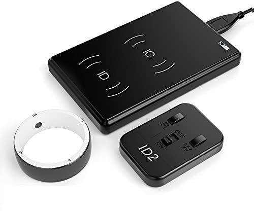 R5 Smart Ring mit CDS RFID-Replikator, intelligenter Multifunktionsring mit 6 integrierten RFID-Karten und 2 Gesundheitssteinen, Controller-IC/ID/NFC-Lesegerät, NFC-Telefon, kompatibel mit iOS und S