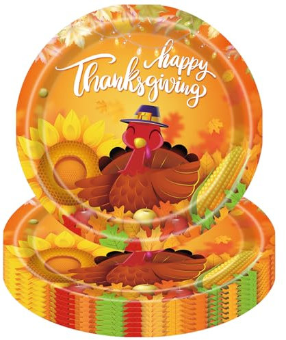 16P Paper Plate Thanksgiving Day,9 Inch Paper Plate Thanksgiving Day Party Tableware Set 16 Guests,Thanksgiving Day Disposable Dinnerware Set Thanksgiving Day Decor for Thanksgiving Day Party Supplies