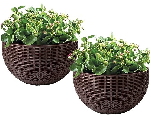 Newin Star Wall Planter 2Pcs Hanging Basket For Outdoor Plants Half Round Fence Planters Wall Plant Holder For Indoor Outdoor Plants,Coffee