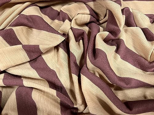 Slub-Single-Jersey-Stoff, weicher Griff, Meterware, gestreift, Mauve und Stein