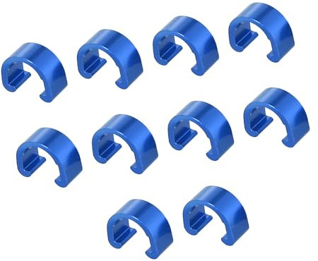 A ABSOPRO Bike Brake Cable Clip Clamp Aluminium Alloy Blue (Set of 10)