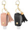 Mozeat Lens 2 Pcs Small Hand Sanitizer Keychain Portable Leather Hand Sanitizer Holder Leakproof Plastic Empty Bottles Hand Sanitizer Travel Holder Bottle for Lotion Liquid Soap Shampoo Black Pink