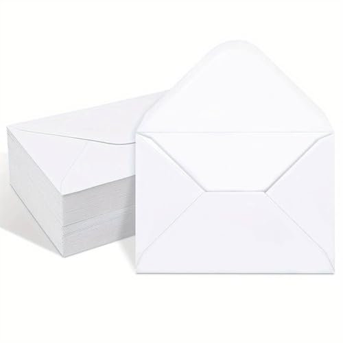 50 Stück B6 Briefumschläge Weiß Kraftpapier ohne Fenster mit Nassklebung für Grußkarten Einladungen Weihnachten Valentinstag