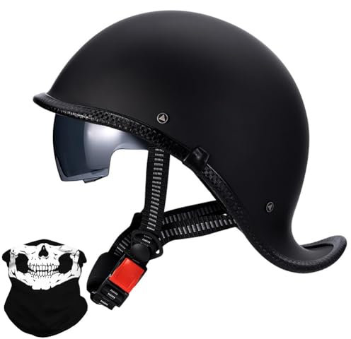 Retro Motorrad Halbhelme Deutscher Stil Motorradhelm Jethelm mit Visier Halbschalenhelm mit ECE Roller Mofa Offenem Helm Cruiser Chopper Moped Scooter Helm für Herren und Damen