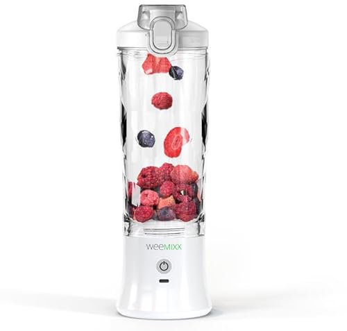 weemixx® Tragbarer Smoothie Mixer, Mini Mixer, mobiler Standmixer, Smoothiemaker to go, portabler Mixer elektrisch ohne Kabel, tragbarer mobiler Mixer, USB-C, 600ml, Smoothie-Maker to go