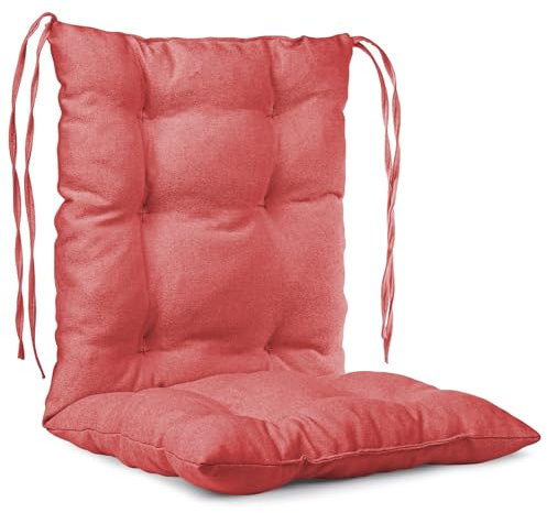 MG Design Stuhlkissen 50 x 100 cm Sitzkissen rosa - Gartenstühle Sitzauflagen aus Polsterstoff, mit weicher Füllung, mit Schnüren zum Binden - Niedriglehner Auflagen