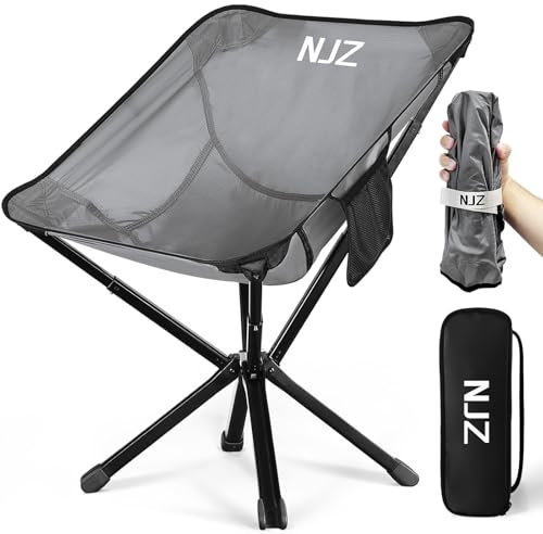 NJZ Campingstuhl 200LBS Campingstuhl Faltbar Stark Robust Leichtgewicht Klappstuhl Camping Leicht Im Freien Schnelle Einrichtung with Tragetasche Faltstuhl Camping für Garten Picknick Silber