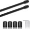 Vitragestangen 2er Pack ausziehbar, 2 Gardinenstangen mit Selbstklebehaken - Befestigung ohne Bohren (Farbe: Schwarz, Größe: 80-120cm)