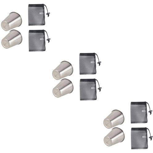 Garneck 3 Sets Edelstahl Weinglas Tragbarer Picknickbecher Wasserbecher Edelstahlbecher Campingbecher Kaffeebecher Edelstahl Weinbecher Grillbecher Weinbecher