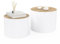 IDMarket - Lot de 2 Tables Basses cylindres gigognes Galia Bois et Blanc