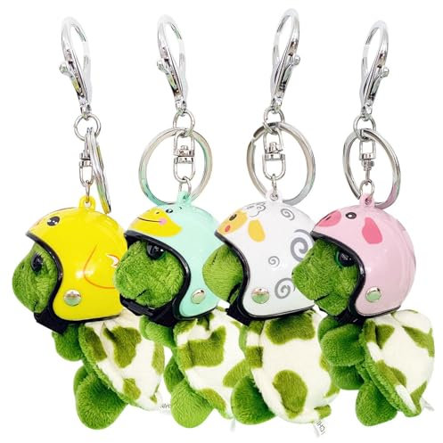 HunicandIU 4 Stuck Schlüsselanhänger Schildkröte, Niedlicher Plüsch Anhänger Schlüsselanhänger, Kuscheltier, Schlüsselanhänger Lustig Dekorative, Stofftier Puppe Schildkröte