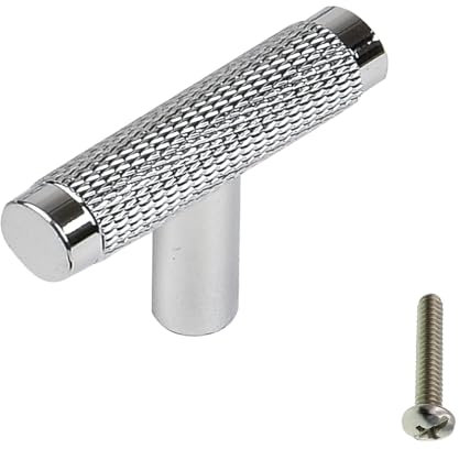 highdecora T Bar Kitchen Door Handles, Cabinet Cupboard Handles (6, Silver, L50mmXW12mmXH34mm)