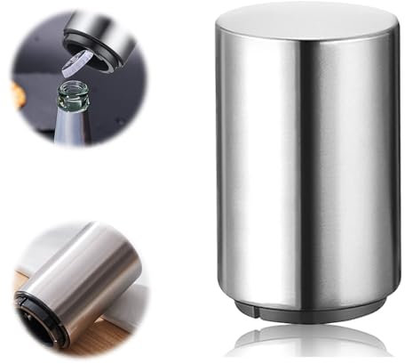 Push Down Beer Bottle Opener,1 PCS Stainless Steel Press Down Magnetic Automatic Magnetic,Weak Hands Beer Lovers Beer Soda Cola Cap Top Bottle Opener Tool Kitchen Gadgets Accessorie