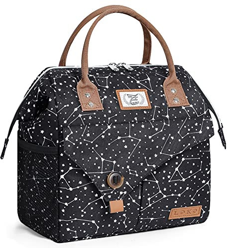 Lekesky Kühltasche Damen Lunchtasche Isolierte für Frauen Auslaufsichere Weit Geöffnete Lunchbox, 11L, Galaxie