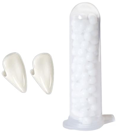 JUCHRZEY Halloween Vampiro Colmillos Dientes Falsos con Pegamento para Dientes Vampiro Dentaduras Prop Resina Zombie Mascarada Dientes para Fiesta Maquillaje Vestir