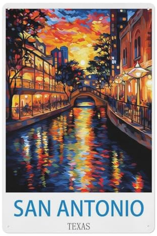 PGCKSK San Antonio Texas，Blechschild, Vintage-Stil, Metall, Pub, Café, Bar, Zuhause, Wandkunst, Dekoration, Poster(20x30cm 8x12 inch-T85
