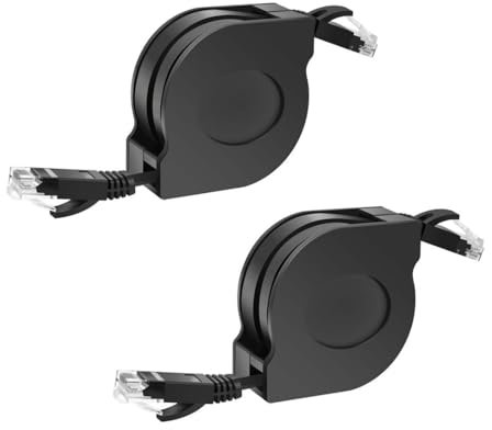Ieron Cavo Ethernet Retrattile Cat6 da 2 Pezzi con Supporto Gigabit Ethernet Lunghezza 1 Metro Design Retrattile conveniente per connessioni di Rete veloci e affidabili