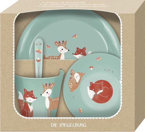 Geschirr Geschenkset Fuchs & Reh - Little Wonder | Kinder Geschirrset BPA-frei | Spülmaschinenfestes Geschirrset für Kinder | Baby Geschirr ab 6 Monaten | Geschenkidee zum ersten Geburtstag