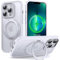 Supdeal Magnetic Kickstand for iPhone 13 Pro Case, Compatible with MagSafe 360° Rotatable Ring Stand Holder, Non-slip Hard Matte Translucent Cover Military-Grade Shockproof Phone Case, 6.1, White