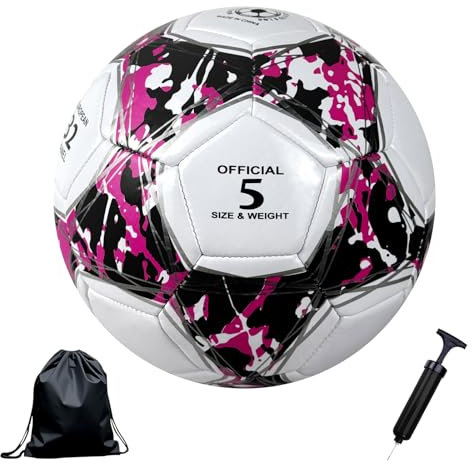 Aipwerer Fussbälle, Fussball Grösse 5 für Jugendliche und Erwachsene mit Luftpump, Netzbeutel, Lederfussball für Das Training Indoor & Outdoor, Ideal als Fußballliebhaber Geschenk