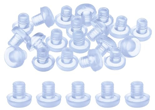 QUARKZMAN 30pcs Patins Antidérapants Épais pour Trou de 5mm Transparent | Pare-Chocs Plastique pour Table en Verre avec Tige, Protège-Pieds Protections de Pied Meuble pour Chaise Armoire