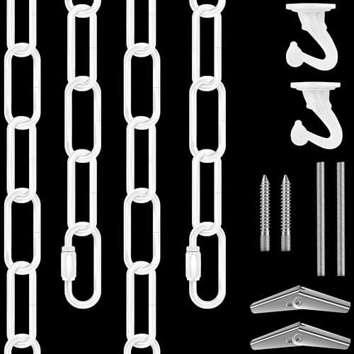 Omytie - 12ft heavy duty hanging chain kit with connecting locks and ceiling hooks for lighting fixtures, chandelier, pendant, lantern, swing lamp, basket