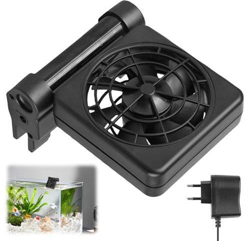 PORFOYO Ventola per acquario, con regolazione della velocità regolabile e timer, 2,4 W, 12 V, ventola per acquari, 1 ventola, silenziosa per acquari d'acqua dolce fino a 30 cm