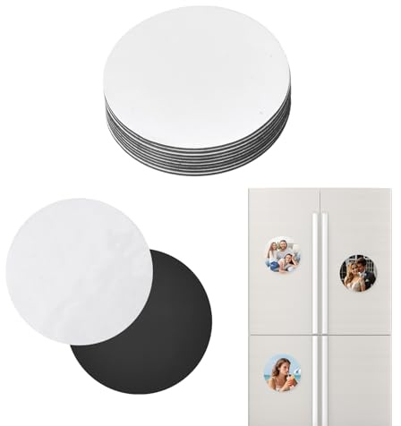 Homirty 10 Piezas Imanes de Sublimación para Nevera, Imanes Refrigerador de Sublimación, Iman Nevera en Blanco, Personalizados Sublimacións Refrigerador para Cocina Casa Pizarra Oficina (Redondo)