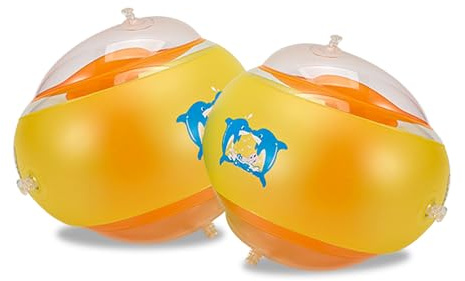 LUMOOM Aufblasbare Schwimmflügel, Pool-Schwimmhilfe, Schwimmarmringe für Kleinkinder, Schwimmbadzubehör mit Doppelairbag für Strand-Outdoor-Wassersport (Orange, 6cm)