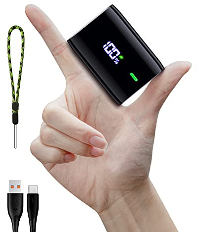 Coolreall Power Bank, 10000mAh Powerbank con Schermo LED, 3A Type-C Output & Input Mini Caricatore Portatile Ricarica Rapida Compatibilità iPhone 16 15 14 13 AirPods iPad Huawei Xiaomi