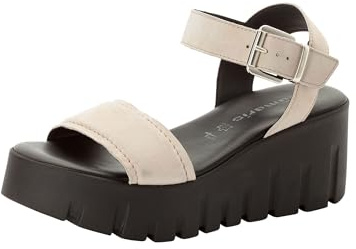 Tamaris Damen Heeled Sandals Leder, beige, 38 EU