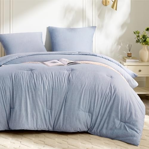 BEDSURE Bettdecken-Set ohne Bezug 155x220 - Bettdecke mit Kissenbezug 80x80 | Ganzjahresdecke aus Kationisch-Faser, Weich und Kuschelig, OEKO-TEX zertifiziert für Allergiker, Waschbare, Marineblau
