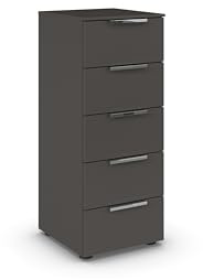Rauch Möbel Flipp, Kommode, Farbe Graphit, Breite 40 cm | Sideboard, 5 Schubladen, Soft-Close-Funktion, für Schlafzimmer, Gästezimmer, Wohnzimmer, Garderobe, Flur