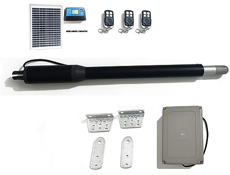 Abridor de puerta individual 200 kg con panel solar, motor automático batiente, actuador control remoto, operador, estacionamiento garaje Soporte resistente