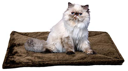 Furhaven Small Cat Bed ThermaNAP Quilted Faux Fur Self-Warming Pad, Washable - Espresso, Small