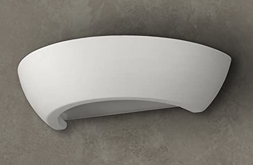Wandlampe Gips Weiß Wohnzimmer Schlafzimmer T:16 cm E27 max. 60 Watt Halbschale indirektes Licht Zeitlose Wandleuchte Flur OSKAR