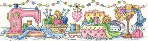 Heritage Crafts Cross Stitch Kit - The Sewing Room (Aida),multicoloured,37.5 x 10cm