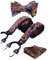 HISDERN Hosenträger Herren mit Fliege Set 6 starken Clips Extra Breit Stark Paisley Y Form Hosenträger für Herren und Einsteckuch…