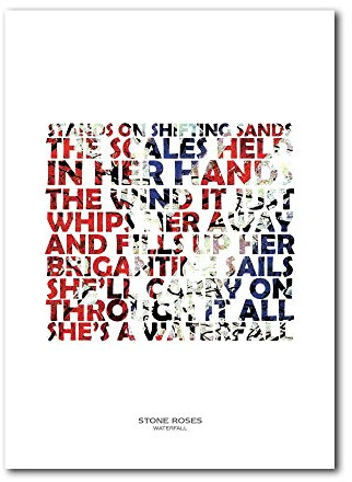 Libretto Designs STONE ROSES - Waterfall - unframed A4 Art Print mini poster with lyrics