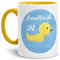 Tassendruck Geschenk-Tasse zum Ruhestand mit Spruch: Endlich (R) Ente/Rente/Rentner/Pension/Abschieds-Geschenk/Innen & Henkel Gelb