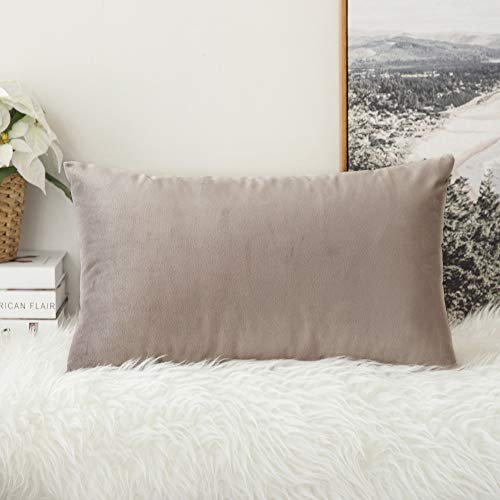 MIULEE Samt Kissenbezug Kissenhülle Dekorative Bezug Dekokissenbezug Sofakissen Zierkissenbezug mit Verstecktem Reißverschluss für Sofa Schlafzimmer 12x20 Inch 30x50 cm 1 Stück Heart Wood