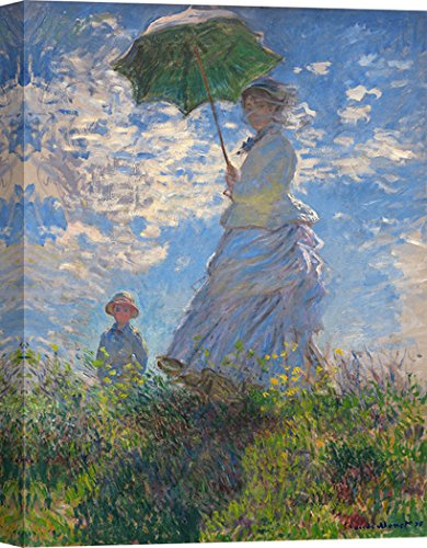 ART PRINT CAFE' Leinwandbild Monet, Frau mit Sonnenschirm, 60x40 | Hochwertiger Kunstdruck auf Leinwand. 100 % Made in Italy