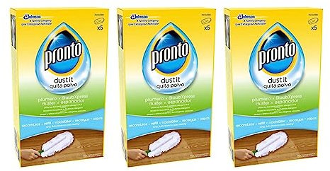 Pronto® Staubwedel fängt und hält Staub, ausziehbarer Griff, extra lange Fasern, einfache Reinigung, 15 Nachfüllpackungen