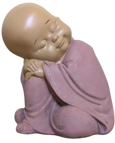 Baby Buddha Statuette SB3 - Zen und Feng Shui Dekoration - um eine entspannende Atmosphäre zu schaffen - Geschenkidee Glücksbringer - Höhe: 13cm - Farbe: Beige und Altrosa - Zen'Light