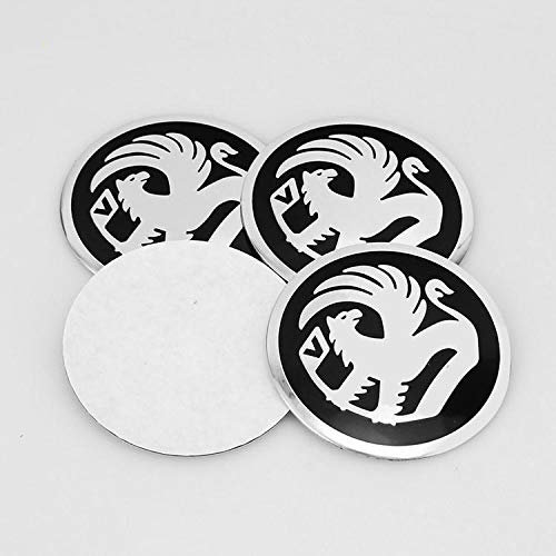 Gabriel Vauxhall Schwarz Chrom 3D Emblem Rad HUB Center Cap Aufkleber Abzeichen Radverkleidung 56,5 MM Kuppel 4er-Set (schwarz)