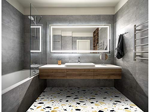Oedim Dekorativer Vinyl-Aufkleber für Boden, matt, Terrazzo-Imitation, Gelb, umweltfreundlich, 210 x 100 cm, selbstklebend, zum Dekorieren oder Renovieren von mattem Boden, Boden und Wänden