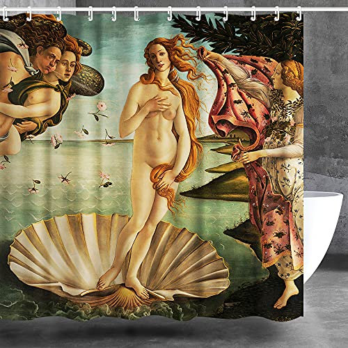 INVIN ART Sandro Botticelli Duschvorhang mit Haken, Venus Geburt