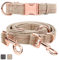 Runwing Rotgoldenes Hundehalsband + Hundeleine (2 m) | Außergewöhnlich elegant & verstellbar | 3 verstellbare Längen | Weich und leicht zu reinigen (Beige-2 m; L (39,9 cm - 65 cm)