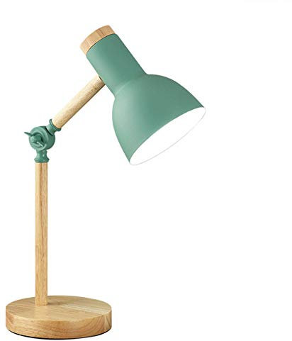 Décoration Lampe de Table LED Lampe de Bureau E27 Salon Lampe en Bois Moderne Réglable Luminaire Industrielle à Poser Lampes de Lecture pour Lampe de Chevet Chambre étudier, vert